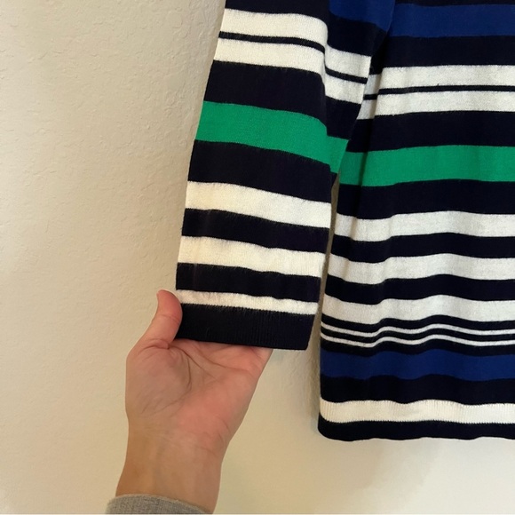 TALBOTS Nautical Striped Sweater Blouse Top Multicolored Long Sleeve SZ L - Picture 3 of 12